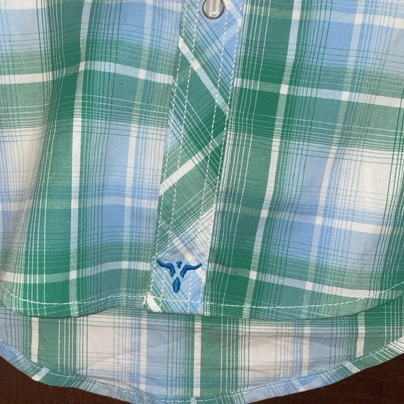 Wrangler 20X Competition Pearl Snap Western Shirt Medium Plaid Cowboy Flip Cuffs - Picture 6 of 10
